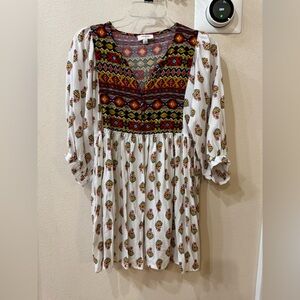 Umgee Mini Dress Boho Hippie Prairie Peasant Size small Dress